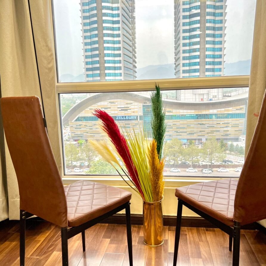 Serviced apartment dining setup with ambient lighting in central Islamabad, perfect for business stays