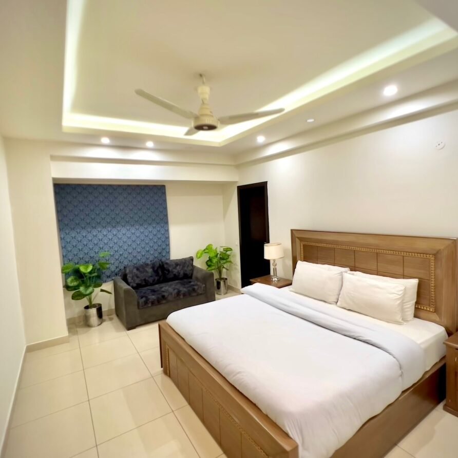 Comfortable guest bedroom in family-friendly apartment, Elysium Tower opposite Centaurus Mall
