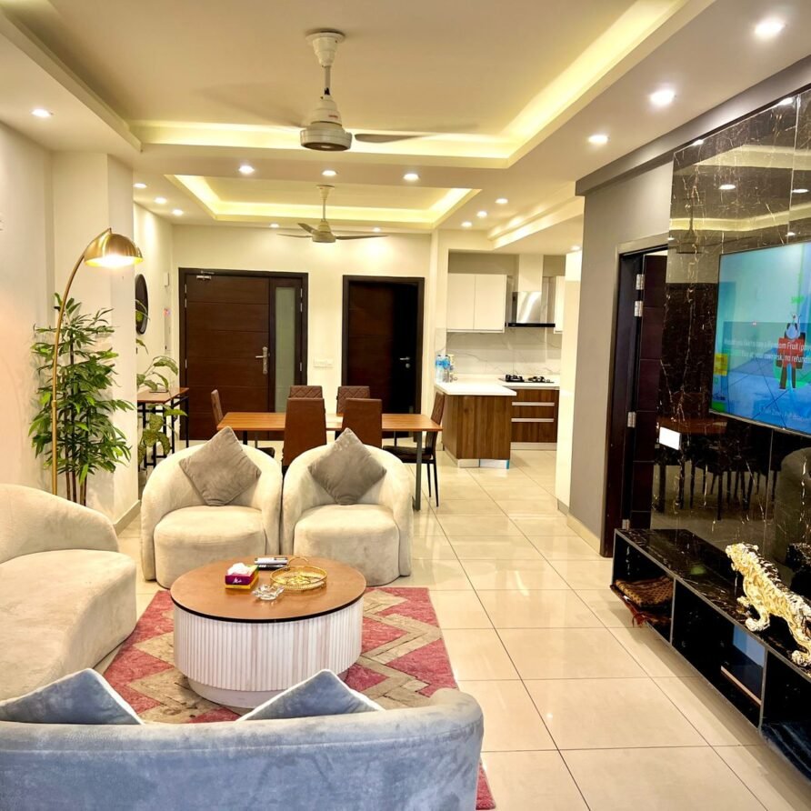 Spacious dining area in short-term rental apartment, Elysium Tower opposite Centaurus Mall Islamabad