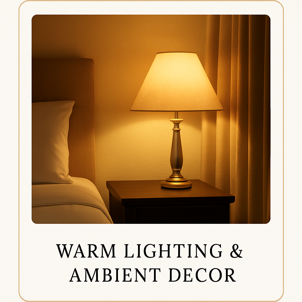 Warm lighting and ambient decor