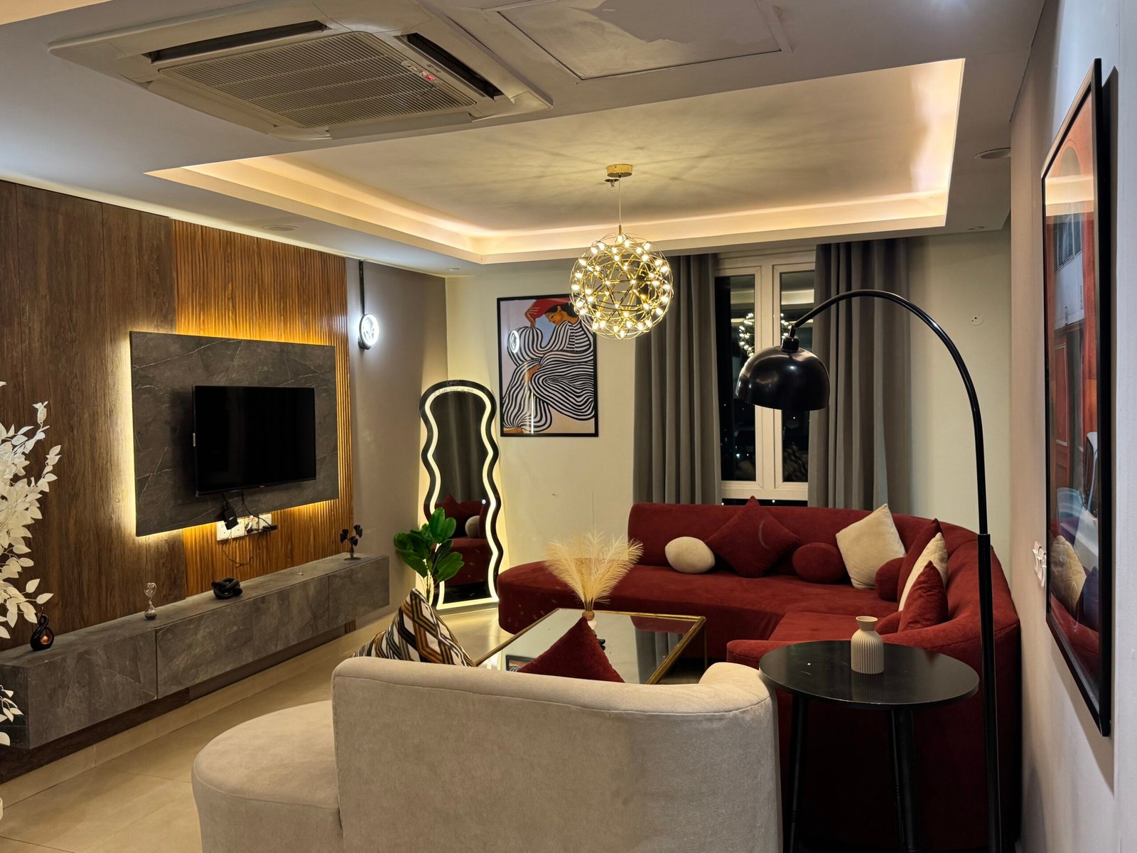 Living space in a Goldcrest serviced apartment DHA Lahore