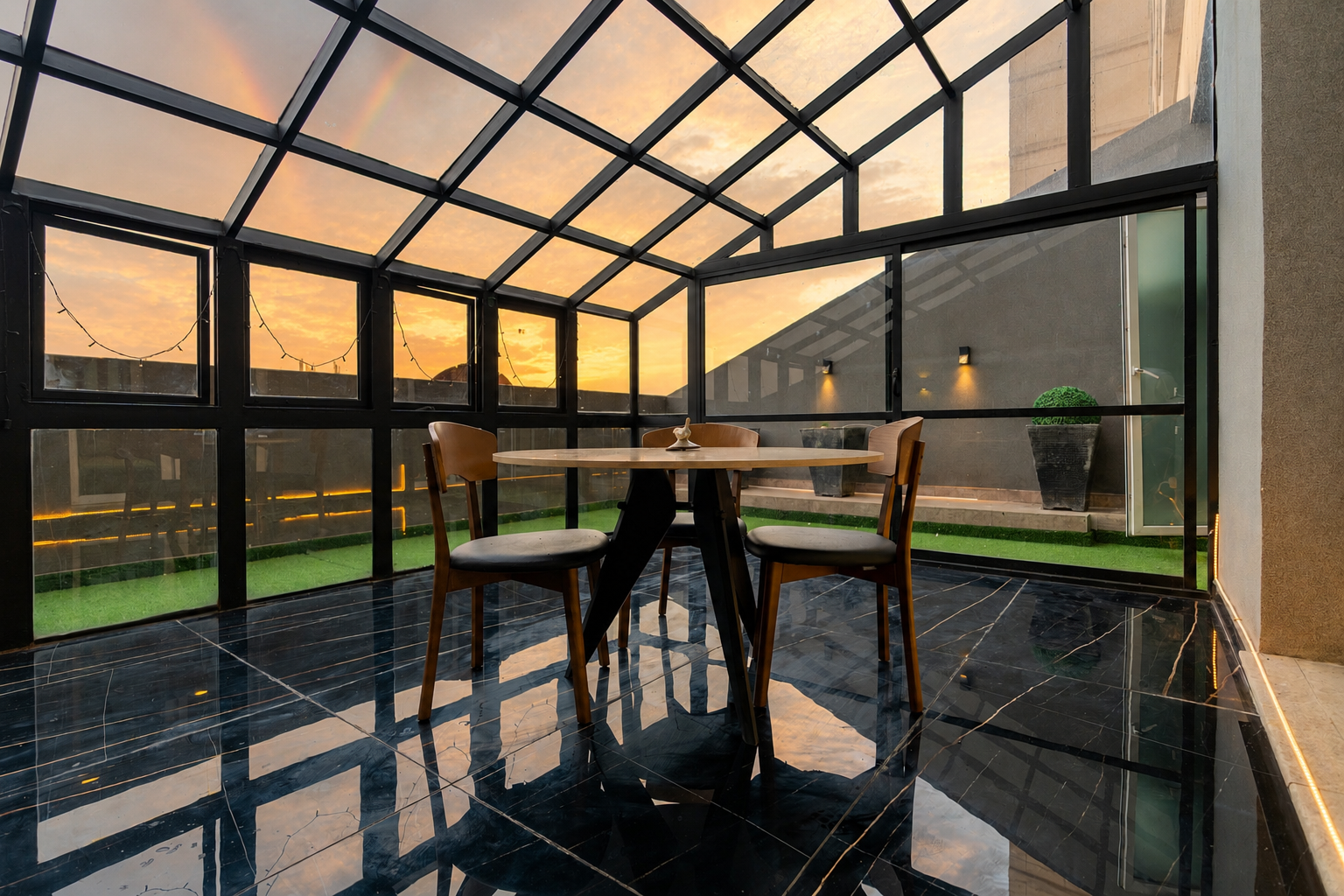 One bedroom apartment terrace at Goldcrest DHA Lahore