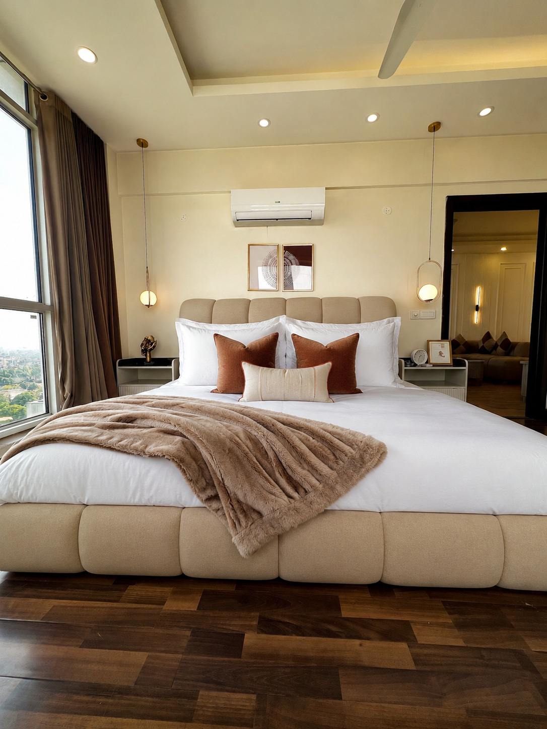 Bedroom in a luxury serviced apartment at Elysium Tower Islamabad