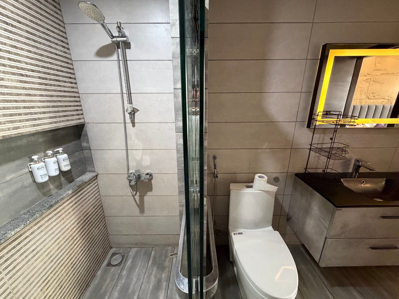 Modern bathroom at Elysium Tower serviced apartments