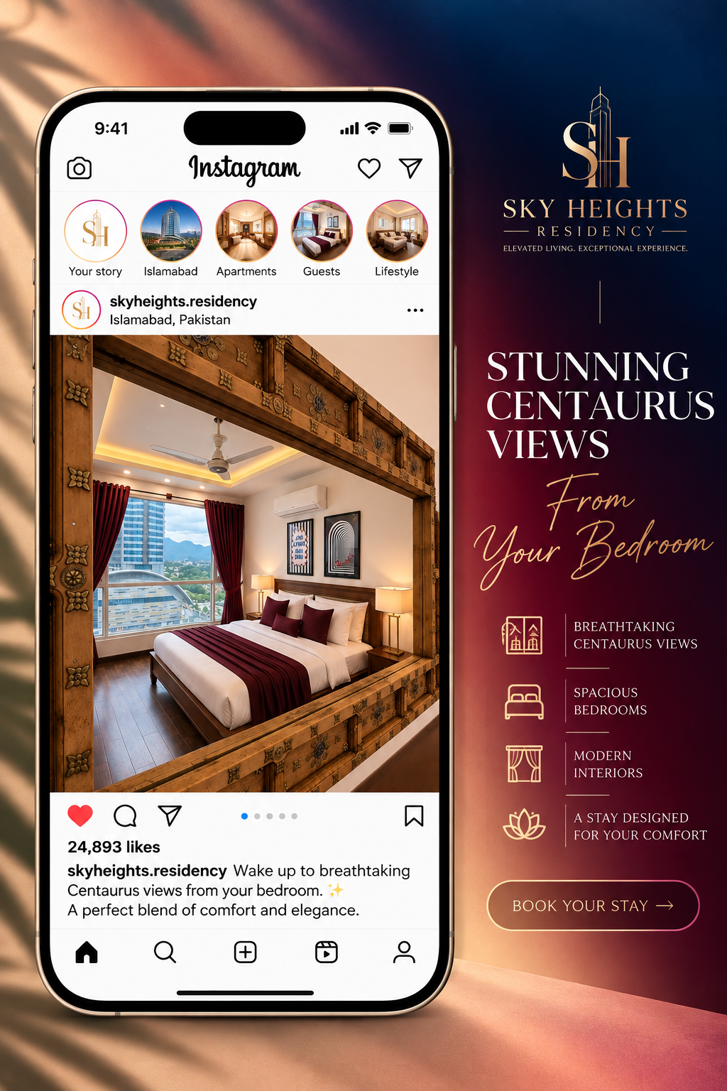 Sky Heights Residency luxury serviced apartments Islamabad and Lahore on Instagram