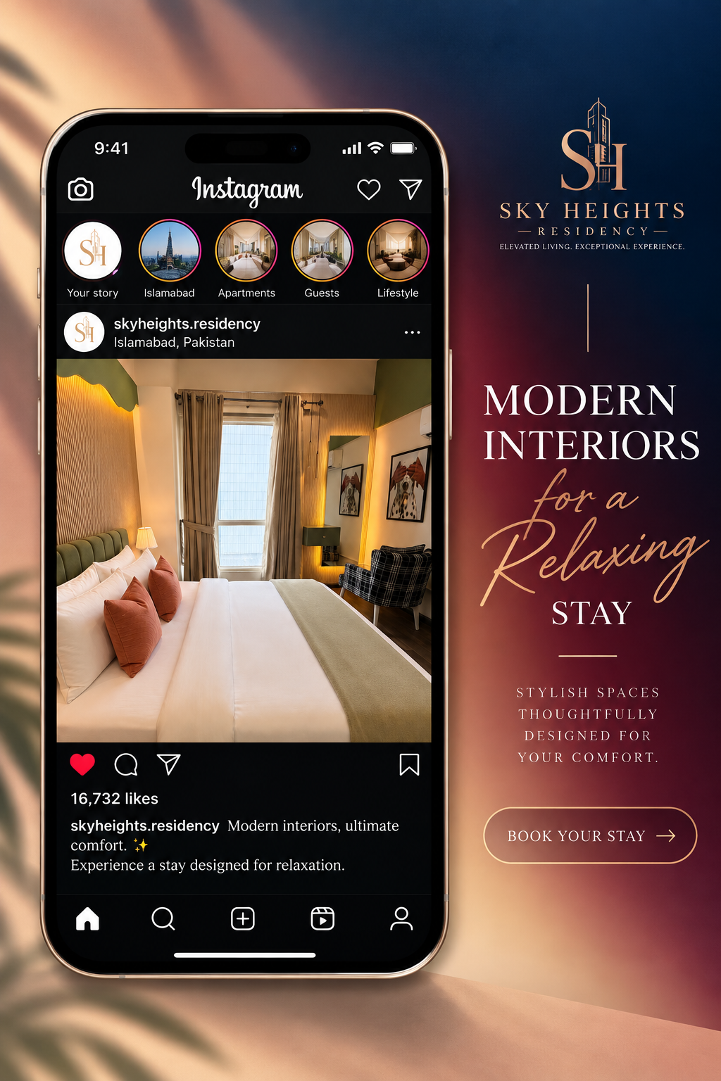 Sky Heights Residency luxury serviced apartments Islamabad and Lahore on Instagram