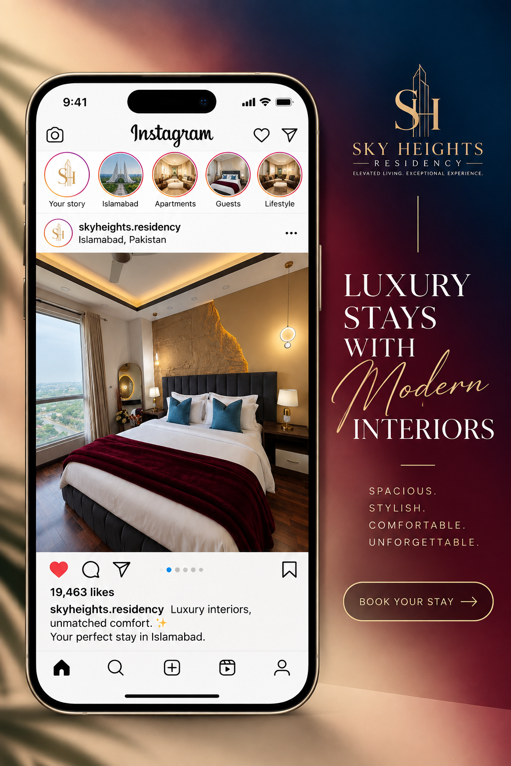 Sky Heights Residency luxury serviced apartments Islamabad and Lahore on Instagram