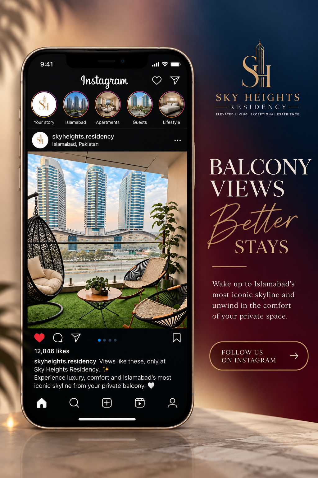 Sky Heights Residency luxury serviced apartments Islamabad and Lahore on Instagram