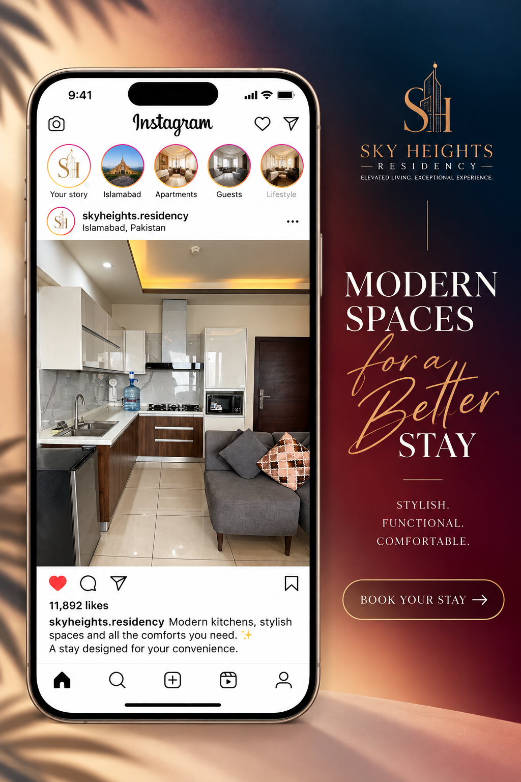 Sky Heights Residency luxury serviced apartments Islamabad and Lahore on Instagram