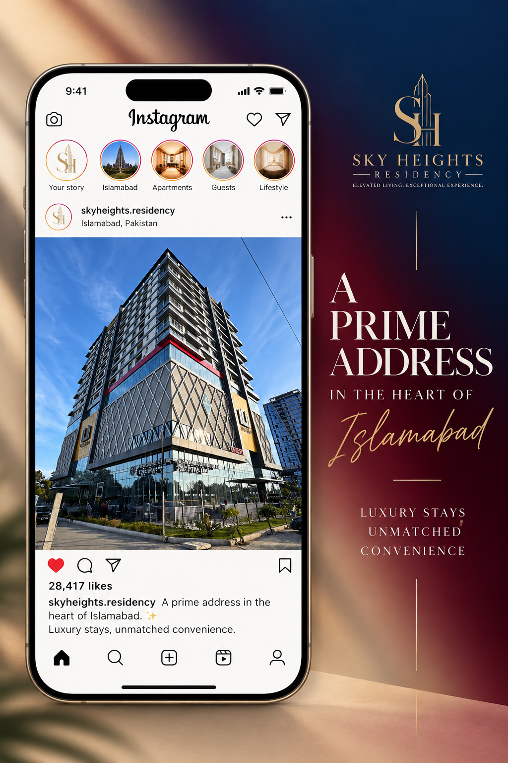 Sky Heights Residency luxury serviced apartments Islamabad and Lahore on Instagram